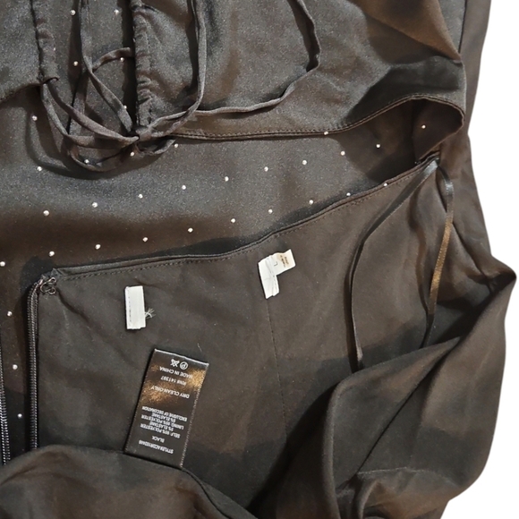 Astr Black Backless Sundress with Spaghetti Strap Rhinestone Cocktail Maxi Dress - Picture 12 of 13